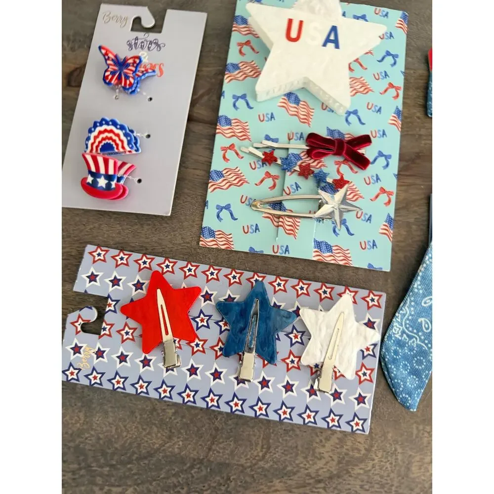 New USA America Fourth of July Americana Red White and Blue Hair Accessories